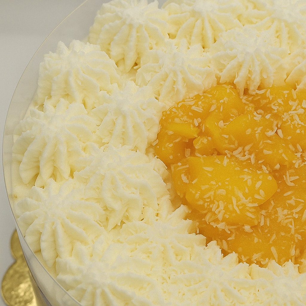 Tarta naked de mango y coco